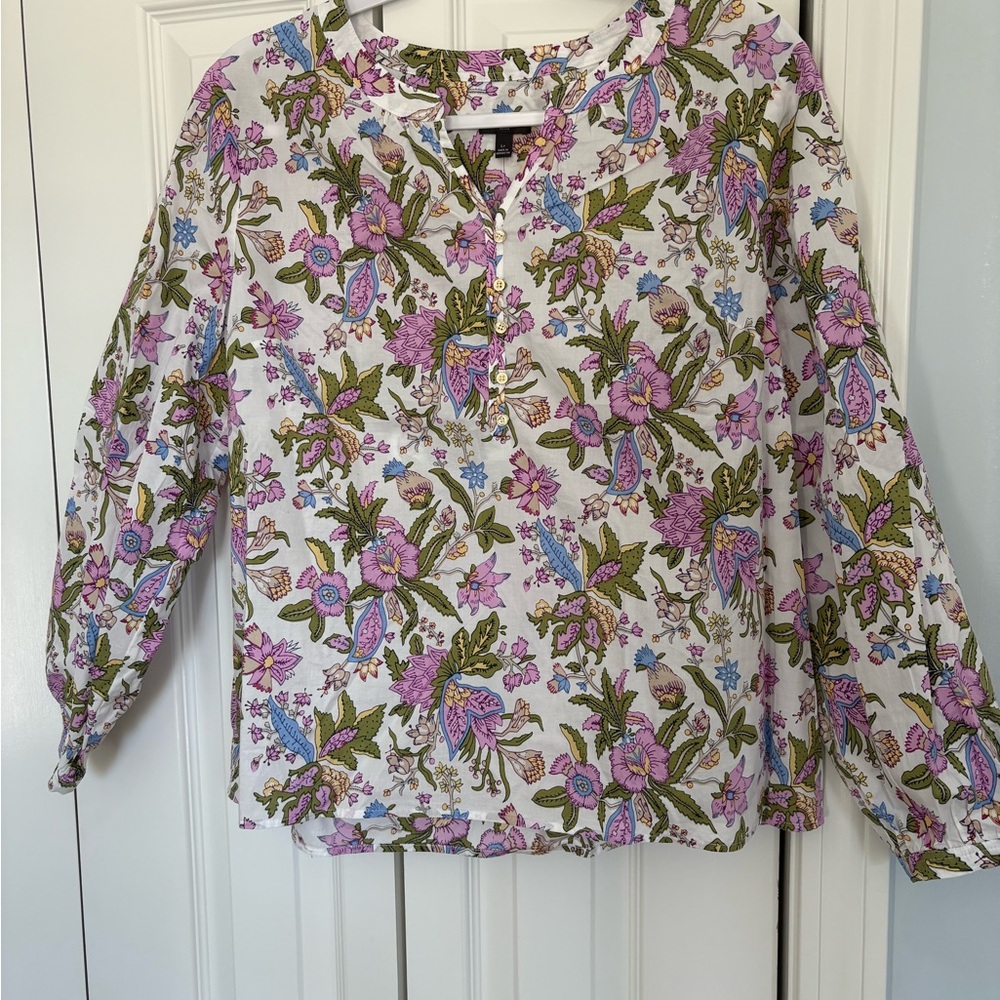 Talbots Floral Blouse in Purple and Green